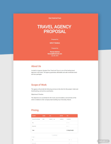travel agency proposal template example