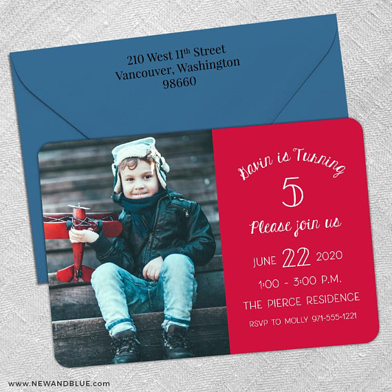 turning 5 birthday save the date design example