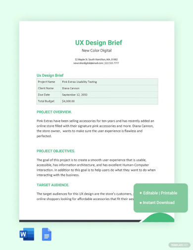 ux design brief template