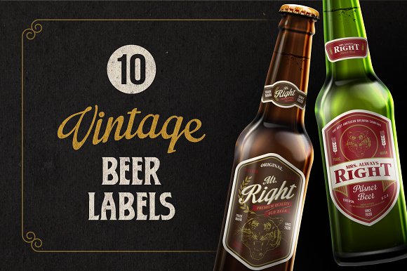 vintage beer label set