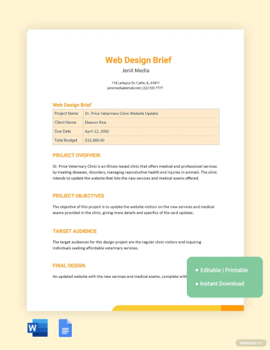 web design brief template