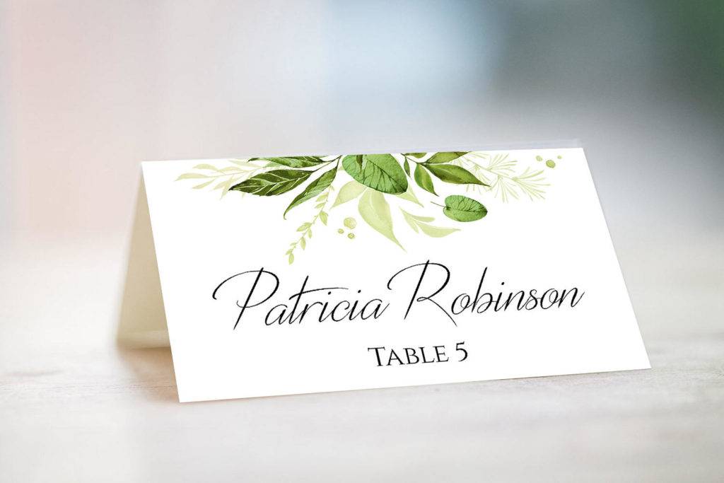 Wedding Greenery Table Card Name Example