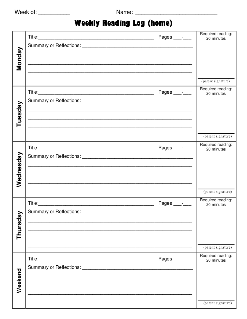 Printable Reading Log 48 Examples Format Pdf Examples