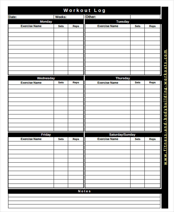 11+ Weekly Workout Log Examples PDF Examples
