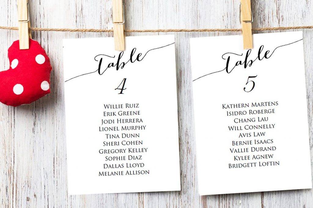 White Simple Table Seating Card Example