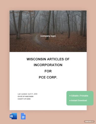 Wisconsin Articles Of Incorporation Template