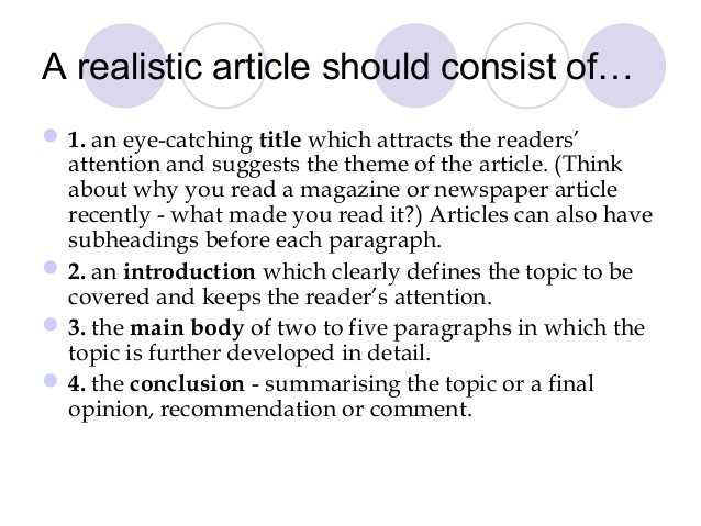 writing a realistic article