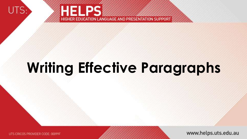 writing effective paragraphs