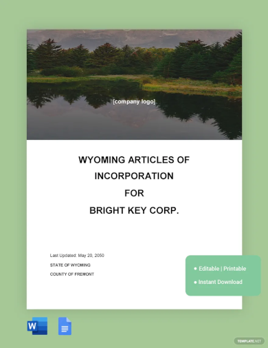 Wyoming Articles Of Incorporation Template