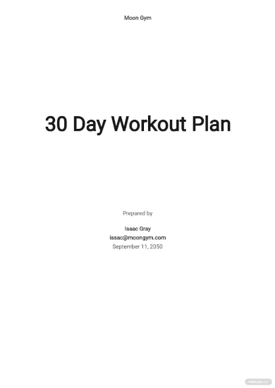 30 Day Workout Plan Template