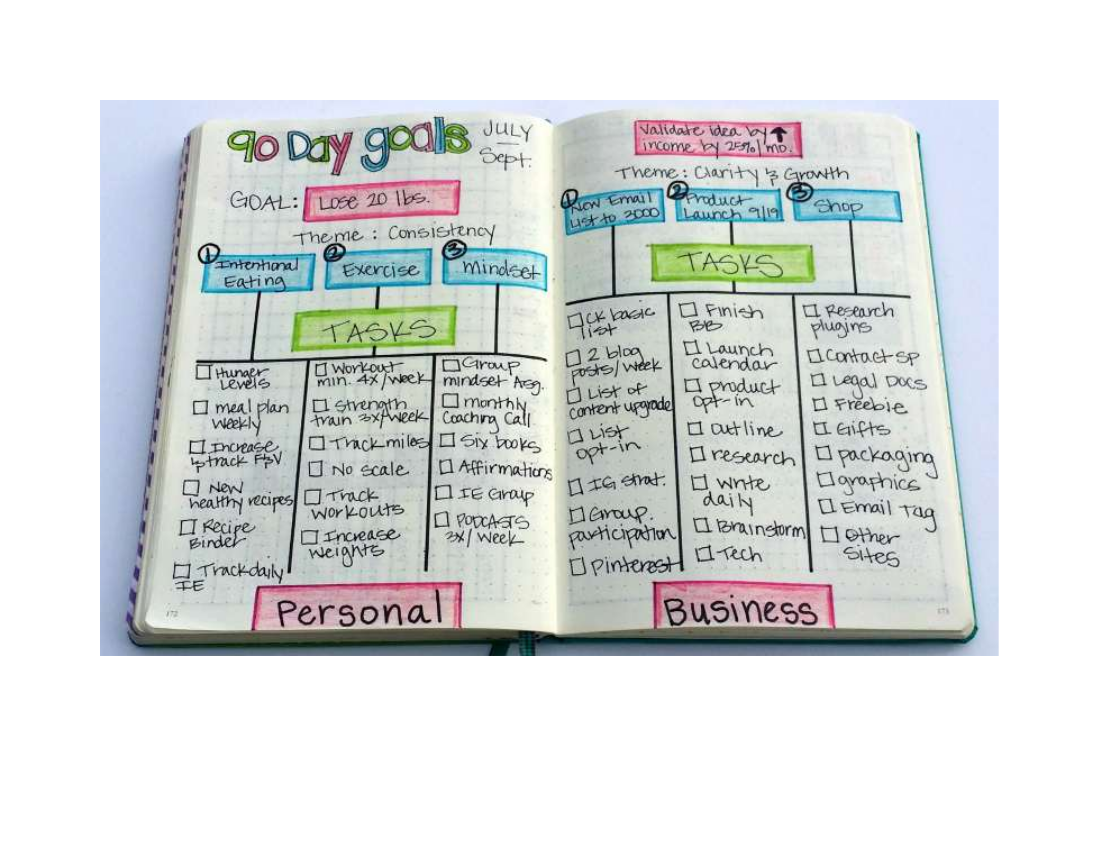 90 Day Goal Journal Example