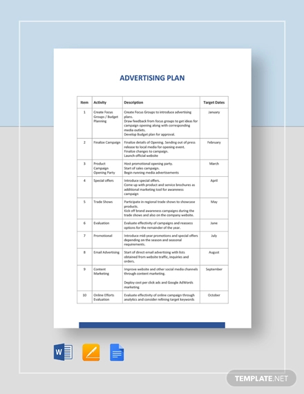 Advertising Plan Template