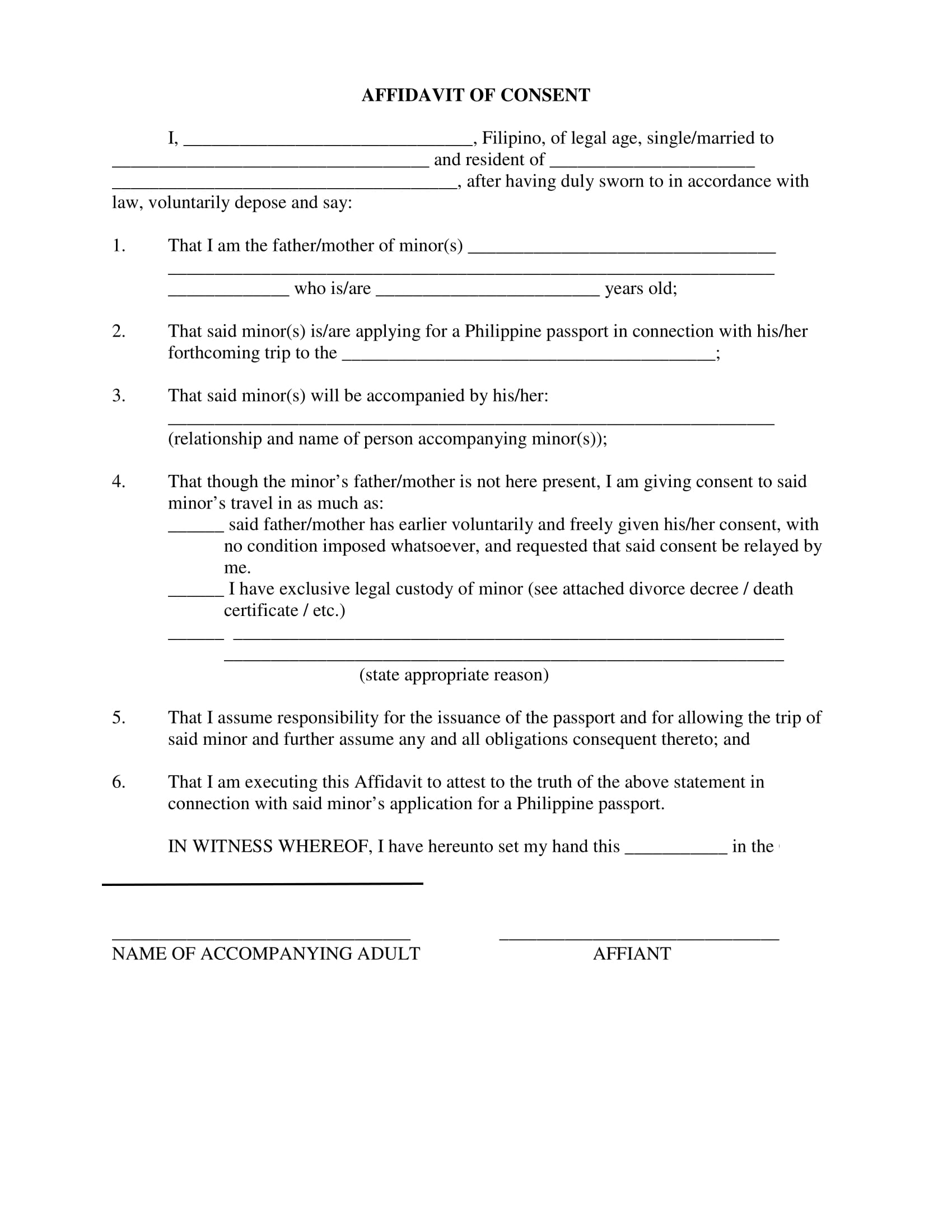 Affidavit Of Consent 10 Examples Format Pdf Examples