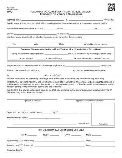Affidavit Of Ownership Affidavit Of Change Of Ownership Of Business