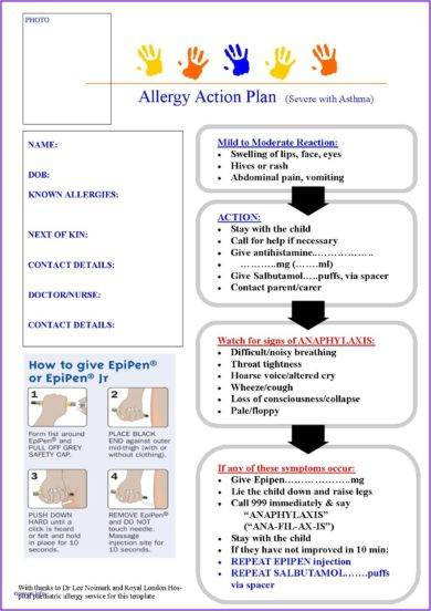 allergy action plan with asthma example1