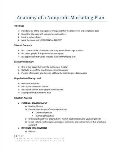 Nonprofit Marketing Plan Examples Format Pdf Examples