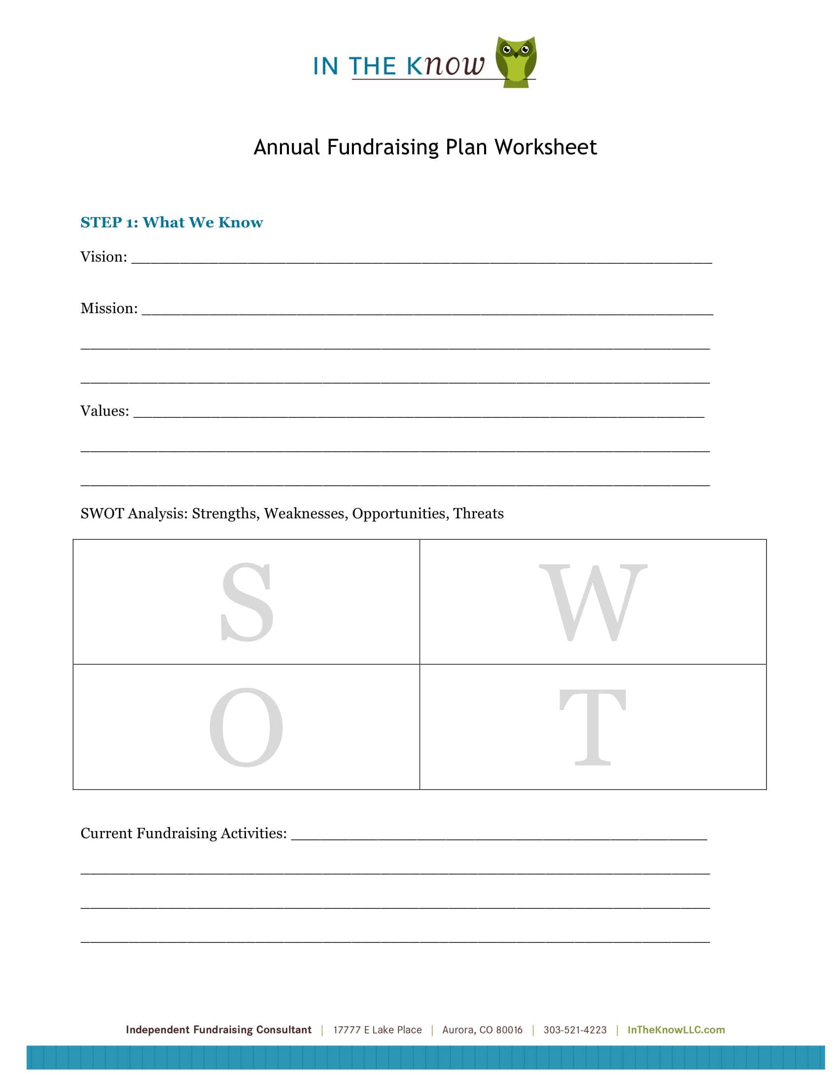 annual fundraising plan worksheet example 1