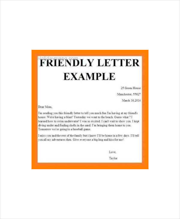 another example of a friendly letter2