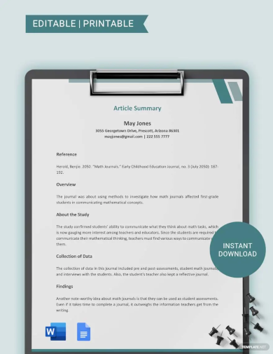 article summary template
