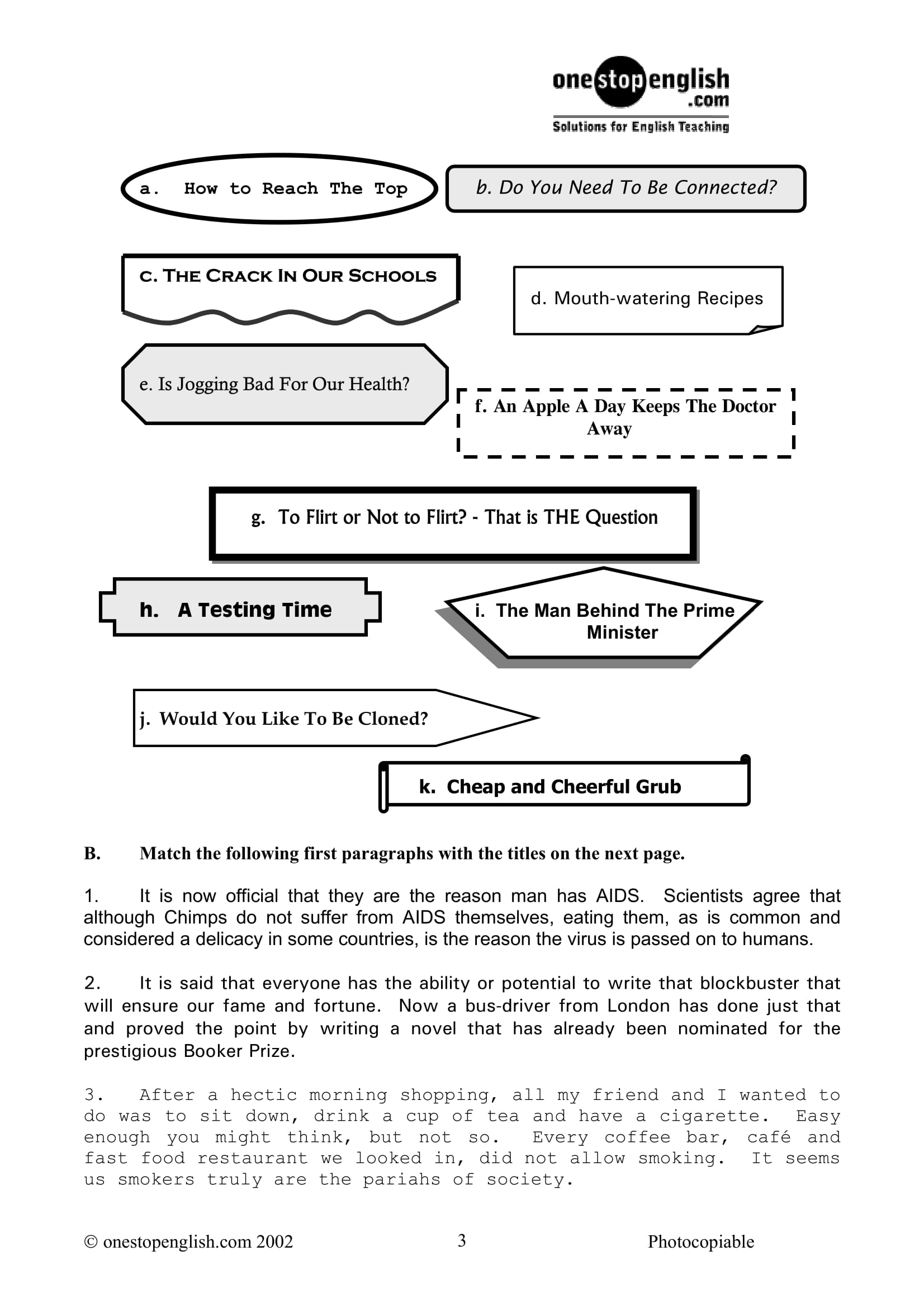 Article Writing Worksheet Example1