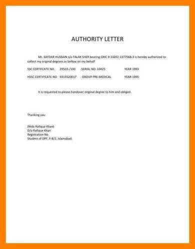 authorization letter to collect documents example 