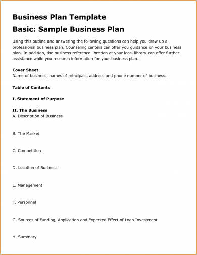 basics of business plan pdf