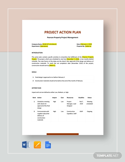 basic project action plan template