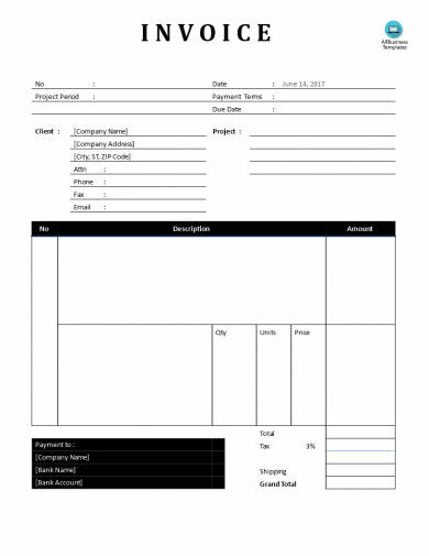 black and white photography invoice example