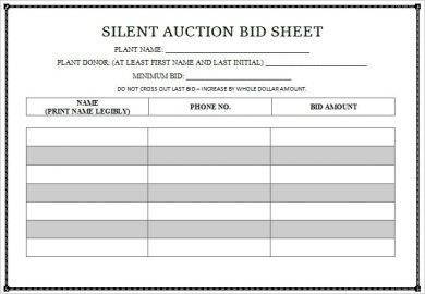 blank silent auction bid form example1