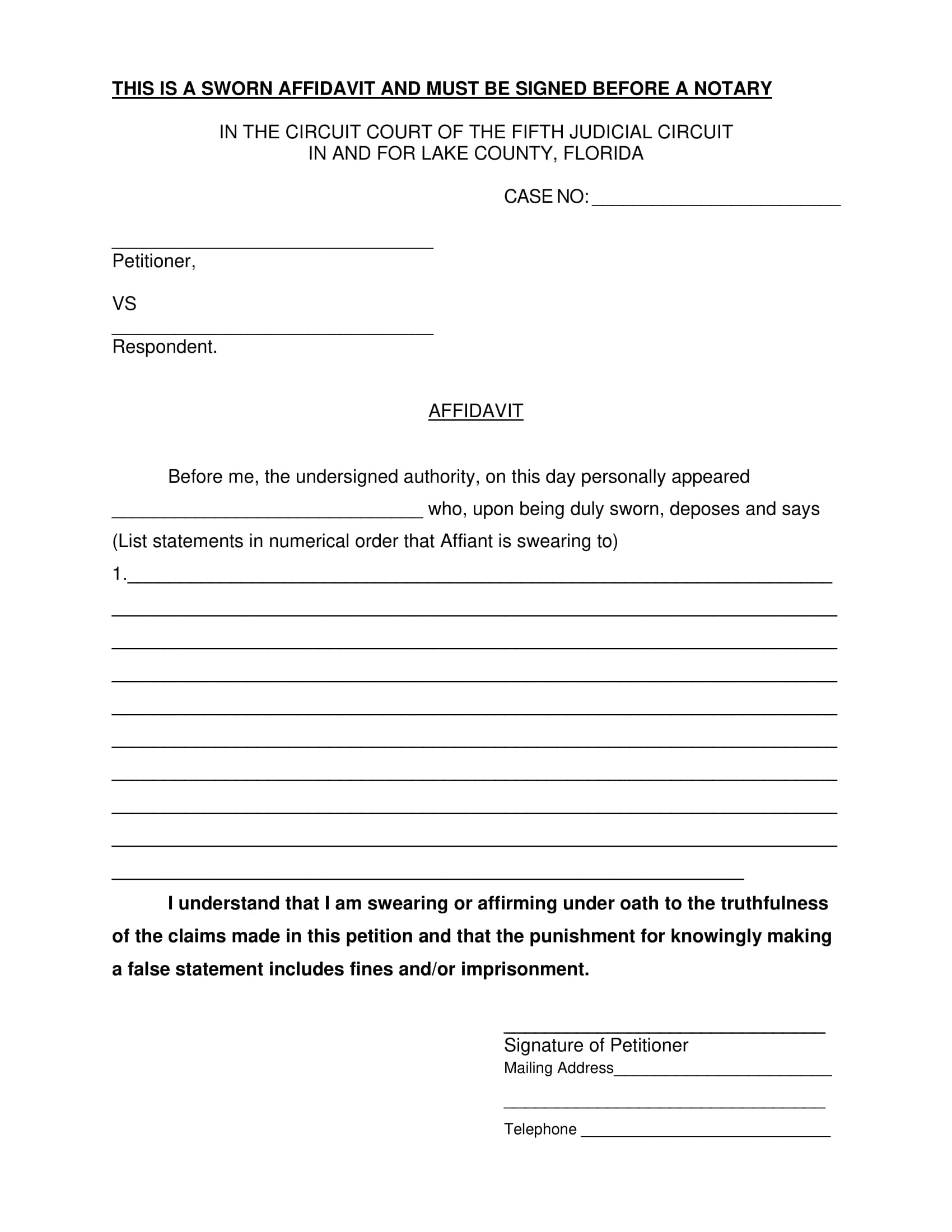Blank Affidavit Form 9+ Examples, Format, Pdf Examples