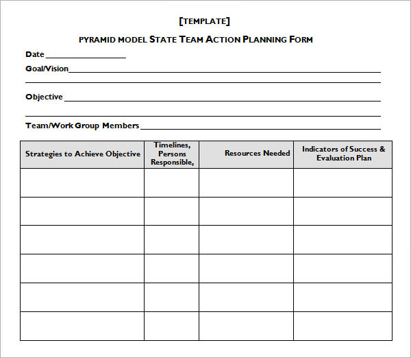 blank work action plan example