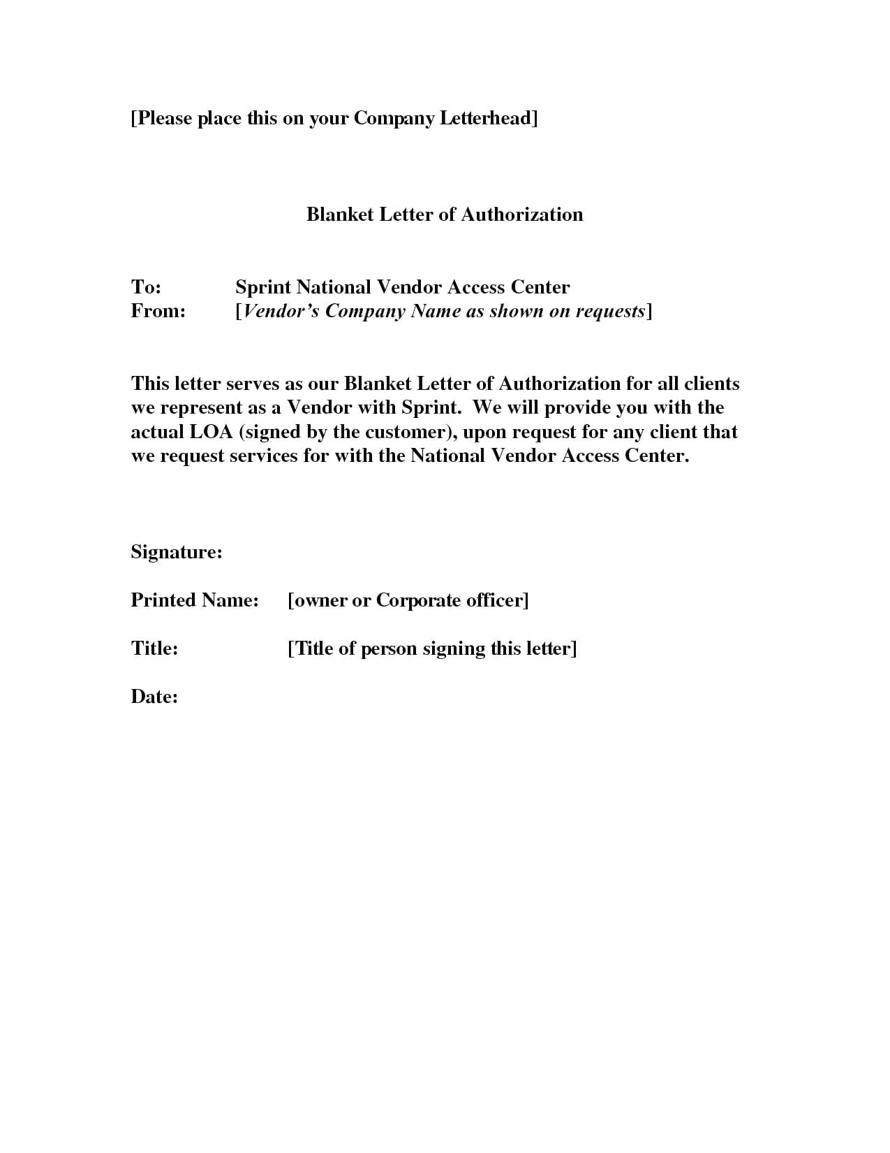 Letter Of Authorization Template For Business | Template Business Format