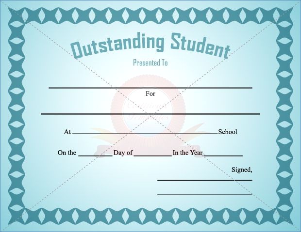 blue outstanding student award certificate example