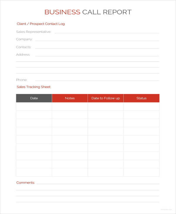 business call report template