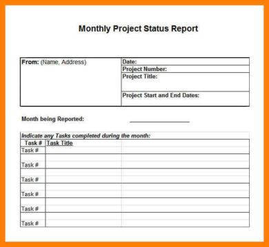 business monthly project status report example1