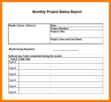 Business Monthly Project Status Report Example