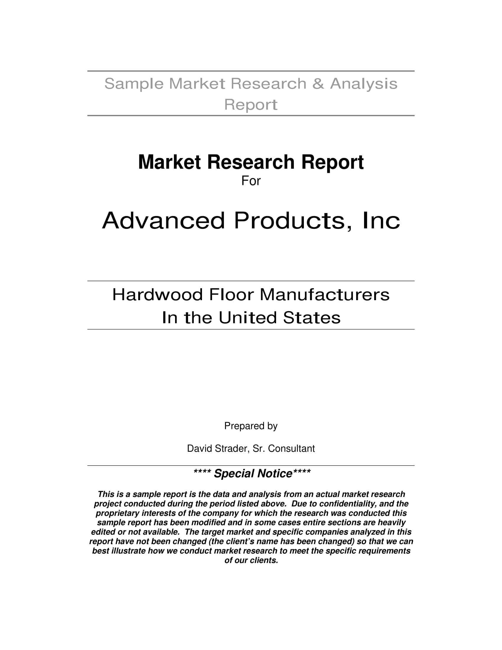 business plan market research report for advanced product example 01