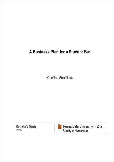 business plan for a student bar example