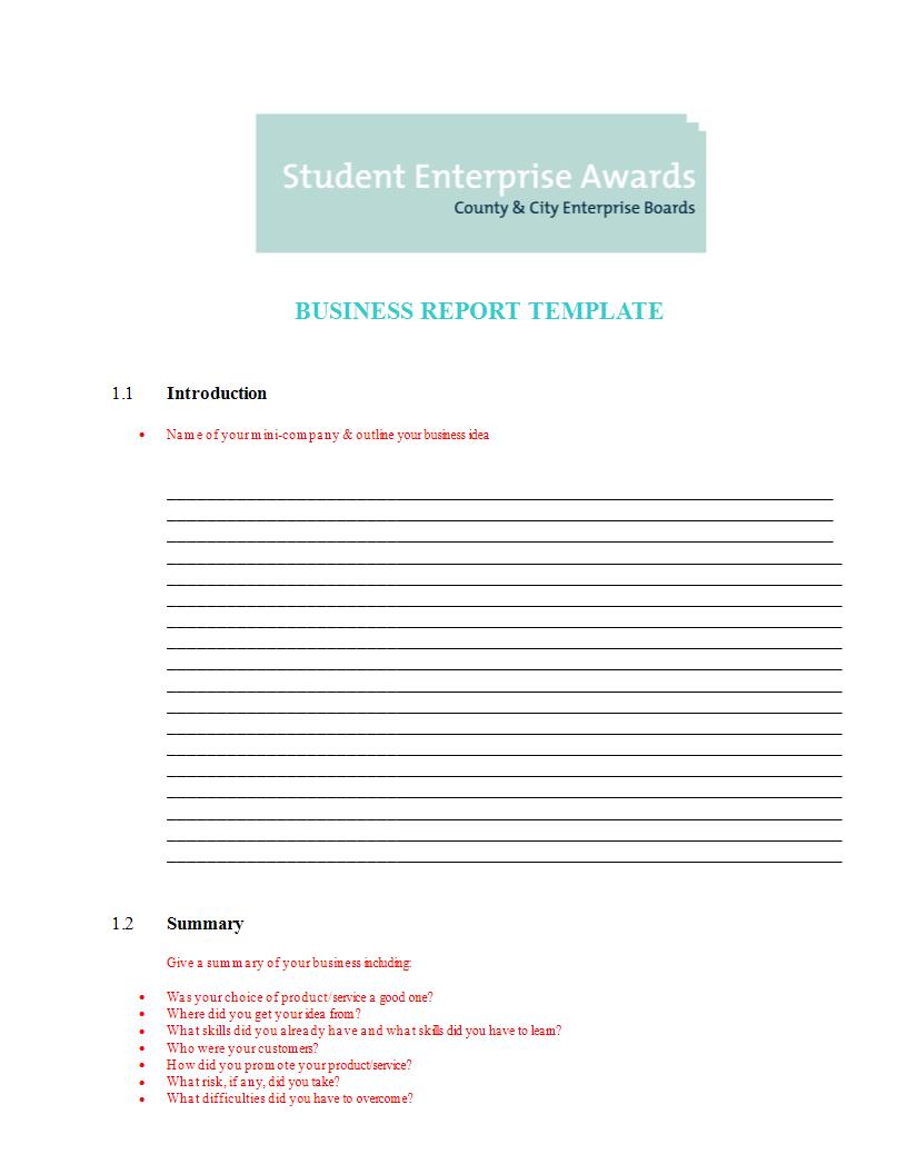 business report template example