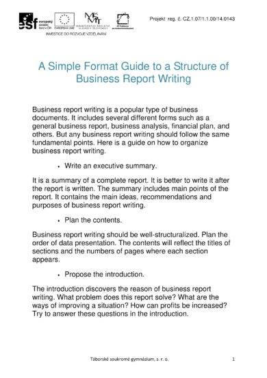 business report writing structure guide example