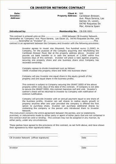 pdf contract signature Agreement  Investment PDF Examples Small   Business 13