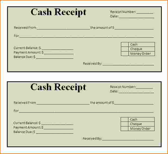 Printable Cash Receipt Template