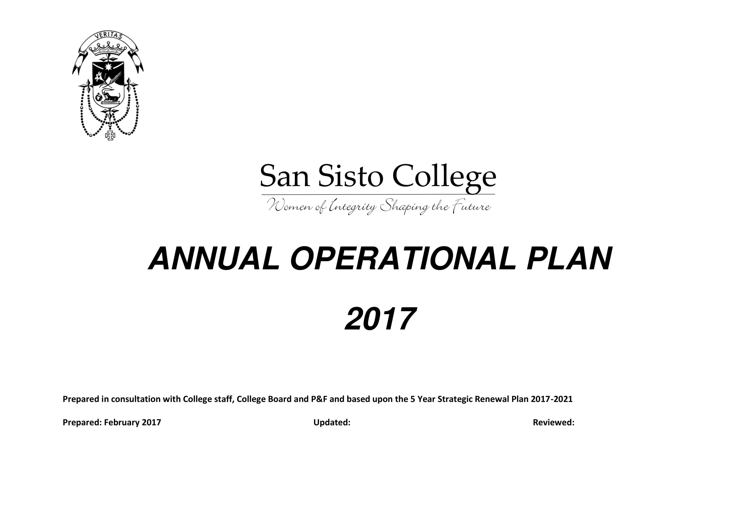 College Annual Operational Plan Example