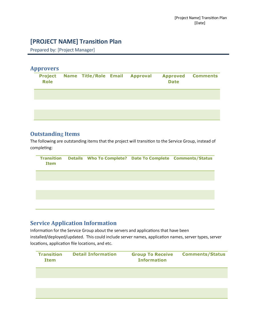 community transition project plan example