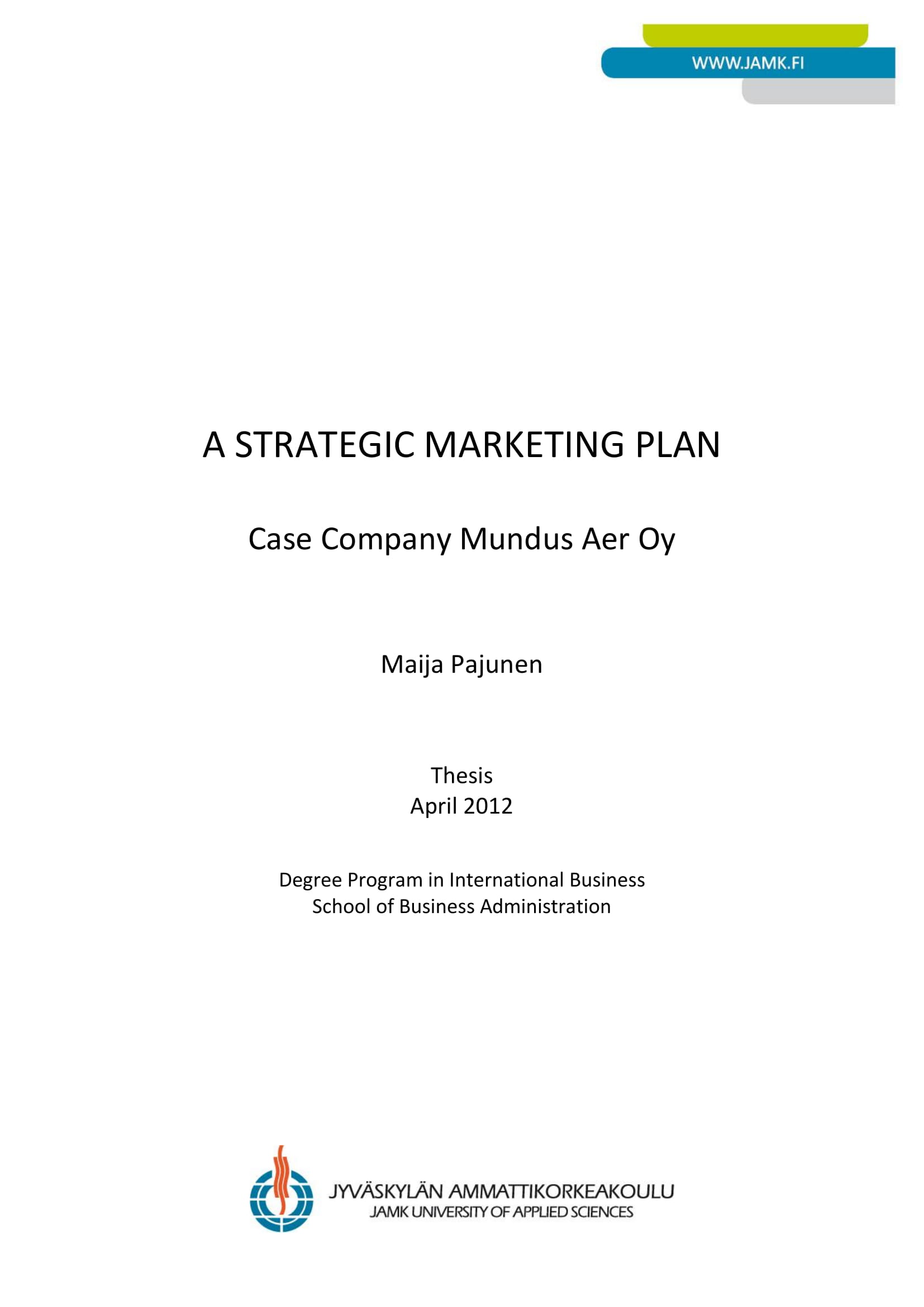 company strategic marketing plan example