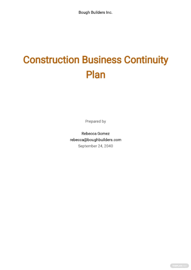 Construction Business Continuity Plan Template