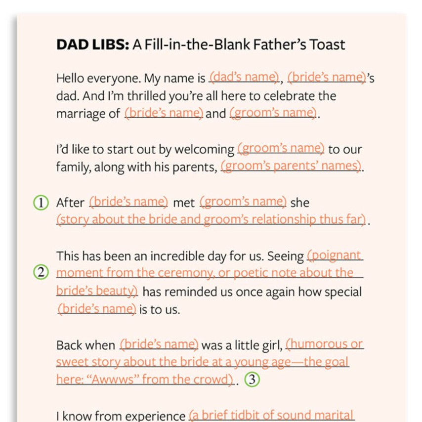 how to write a speech for dad's wedding