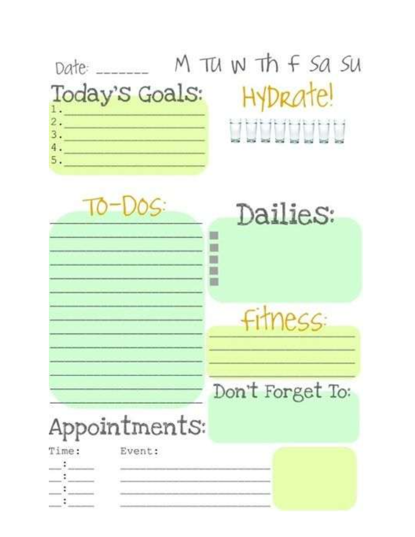 Daily Journal Sheets