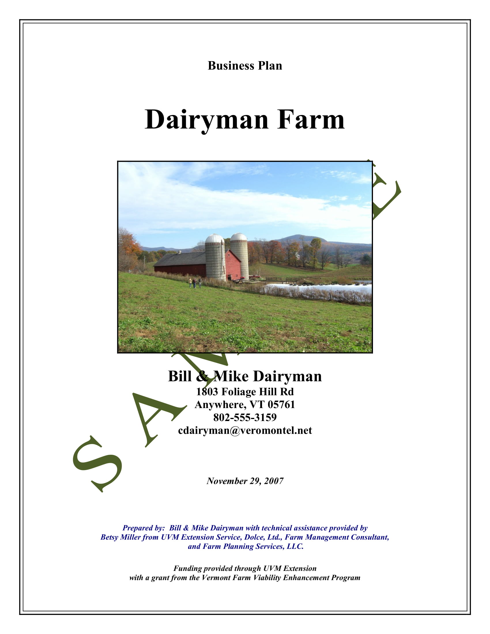 business plan template for dairy farm