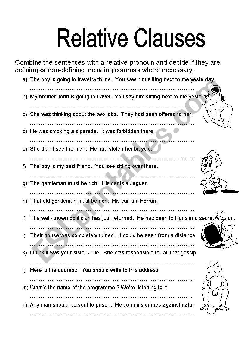 Defining Non Defining Relative Clause Example